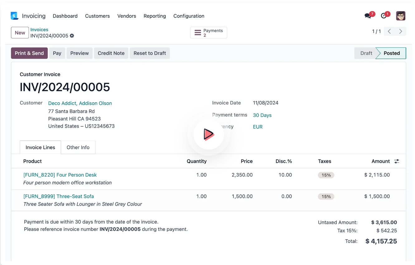 facturación odoo
